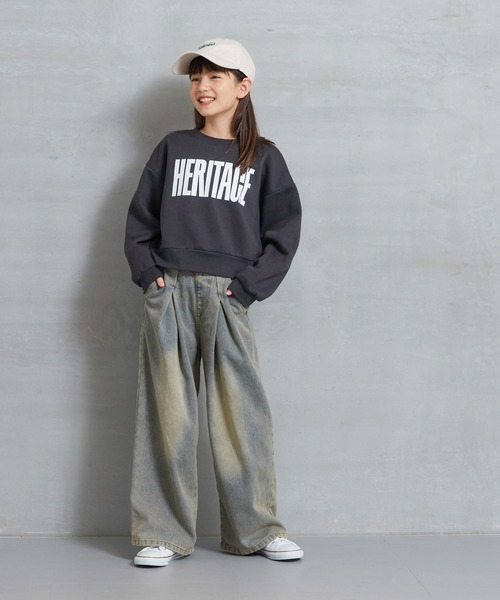 coca（coca）（コカ）の「【WEB限定セール】キッズ ヴィンテージ風タックワイドデニム（デニムパンツ・キッズ・ブラック/ライトブルー・130/140/120/150）」の3枚目の写真