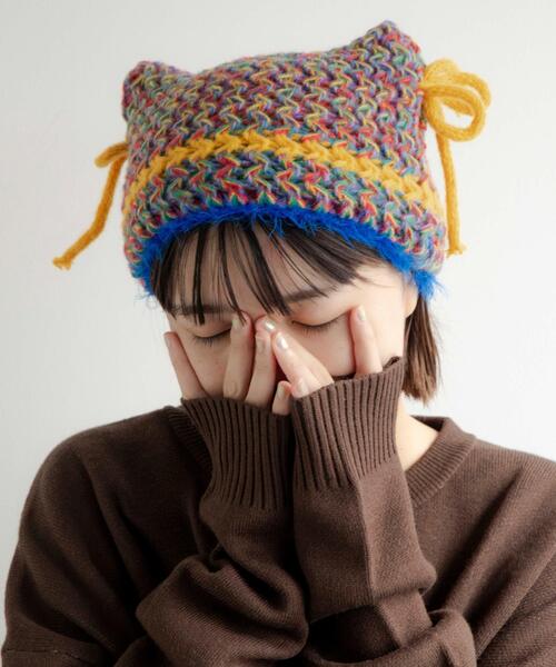 WEGO（ウィゴー）の「WEGO/MIX編みネコミミニットキャップ（ニットキャップ/ビーニー・レディース・イエロー/グリーン/ブルー・FREE）」の3枚目の写真