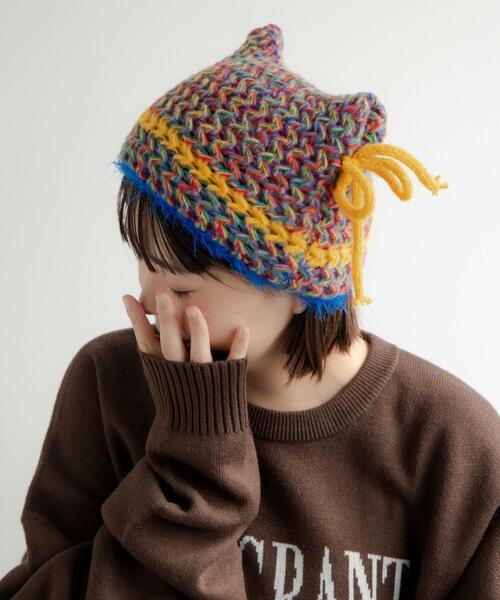 WEGO（ウィゴー）の「WEGO/MIX編みネコミミニットキャップ（ニットキャップ/ビーニー・レディース・イエロー/グリーン/ブルー・FREE）」の7枚目の写真