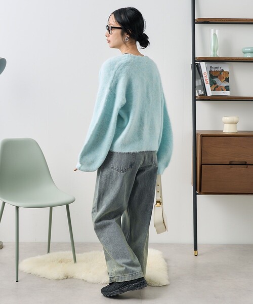 FREAK'S STORE（フリークスストア）の「シャギー カラーニットカーディガン（カーディガン/ボレロ・レディース・ホワイト/サックスブルー/レッド・ﾌﾘ-）」の9枚目の写真