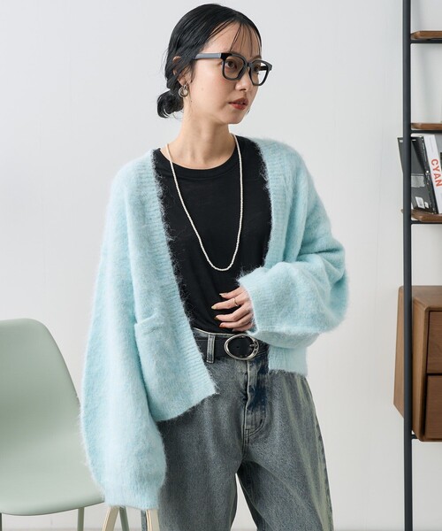 FREAK'S STORE（フリークスストア）の「シャギー カラーニットカーディガン（カーディガン/ボレロ・レディース・ホワイト/サックスブルー/レッド・ﾌﾘ-）」の11枚目の写真