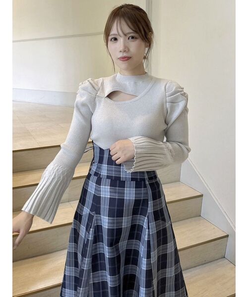 セール】デコルテオープンリブニットトップス（ニット/セーター