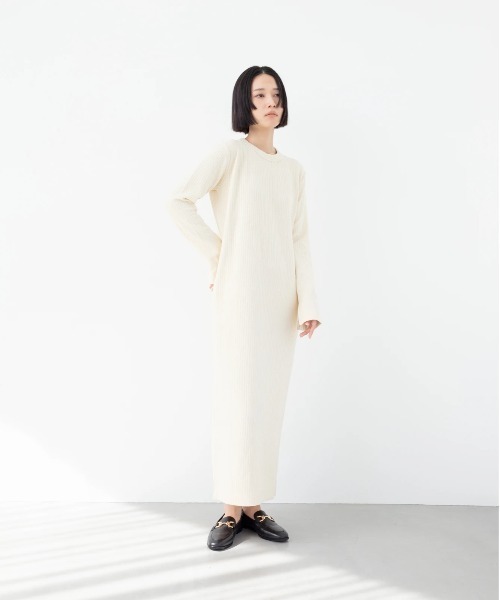 oblekt（オブレクト）の「OBLEKT×aluna/NagisaNagaya ワッフルジャージーロングスリーブドレス（ワンピース・レディース・ホワイト/ブラック・FREE）」の9枚目の写真