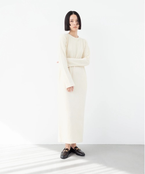 oblekt（オブレクト）の「OBLEKT×aluna/NagisaNagaya ワッフルジャージーロングスリーブドレス（ワンピース・レディース・ホワイト/ブラック・FREE）」の10枚目の写真