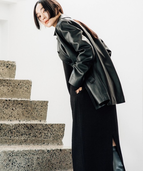 oblekt（オブレクト）の「OBLEKT×aluna/NagisaNagaya ワッフルジャージーロングスリーブドレス（ワンピース・レディース・ホワイト/ブラック・FREE）」の5枚目の写真