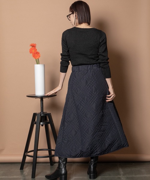 【美品】RUFFLOG キルティングスカート ブルーグレー　サイズS セール】撥水キルティングスカート（スカート）｜Bou Jeloud