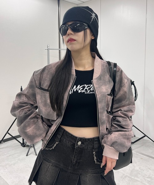 Figments（フィグメンツ）の「ダーティーマルチポケットブルゾン（ブルゾン・レディース・ピンク/オフホワイト・FREE）」の4枚目の写真