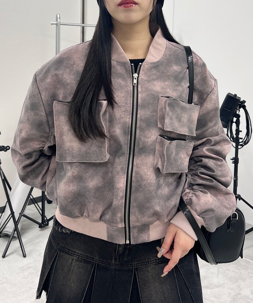 Figments（フィグメンツ）の「ダーティーマルチポケットブルゾン（ブルゾン・レディース・ピンク/オフホワイト・FREE）」の5枚目の写真