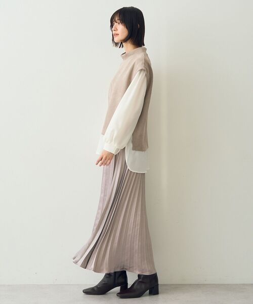 YECCA VECCA(イェッカヴェッカ)の「サテンプリーツスカート(スカート・レディース・ライトグレー/チャコールグレー/ベージュ・FREE)」の8枚目の写真