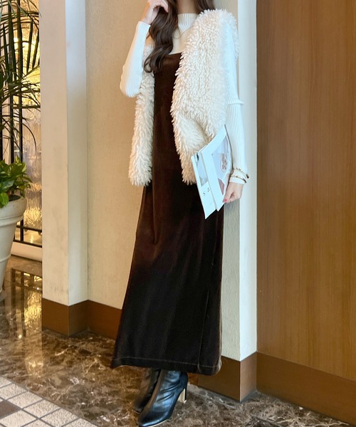 Futier land（フューティアランド）の「ベロアキャミワンピース（ワンピース・レディース・ブラック/ブラウン/グレー・LARGE/MEDIUM）」の12枚目の写真