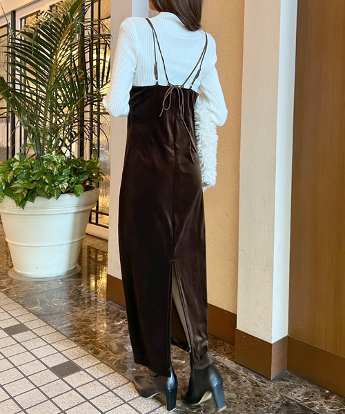 Futier land（フューティアランド）の「ベロアキャミワンピース（ワンピース・レディース・ブラック/ブラウン/グレー・LARGE/MEDIUM）」の16枚目の写真