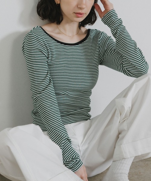 MILLER(ミラー)の「R.P.miller/ミラー Cup L/S Tee カップ付き 長袖 バックオープン ロンT Uネック 2026新作 再入荷 夏服(Tシャツ/カットソー・レディース・オフホワイト/ブラウン/グリーン/ホワイト/オリーブ/ブラウン系その他/ブラック/アイボリー/レッド系その他/グリーン系その他・FREE)」の8枚目の写真