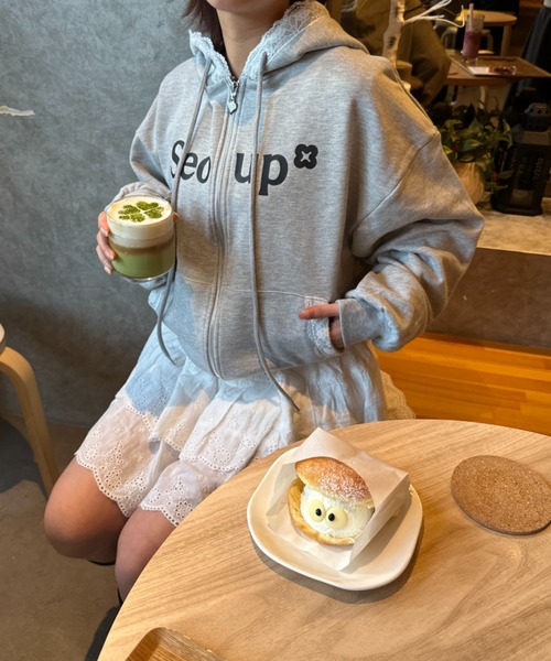 nemne store（ネンネストア）の「【seoup】レースジップフーディ（パーカー・レディース・オフホワイト/杢グレー/ブラック・MEDIUM/SMALL）」の14枚目の写真