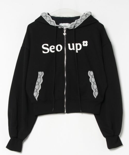 nemne store（ネンネストア）の「【seoup】レースジップフーディ（パーカー・レディース・オフホワイト/杢グレー/ブラック・MEDIUM/SMALL）」の17枚目の写真