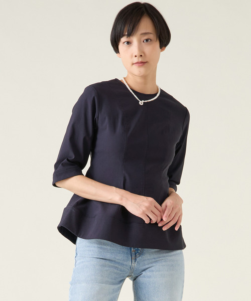 martinique(マルティニーク)の「ハイストレッチブラウス(セットアップ可)(シャツ/ブラウス・レディース・オフホワイト/ライトブルー/ネイビー・FREE)」の3枚目の写真