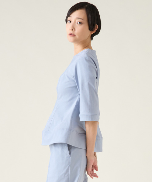 martinique(マルティニーク)の「ハイストレッチブラウス(セットアップ可)(シャツ/ブラウス・レディース・オフホワイト/ライトブルー/ネイビー・FREE)」の4枚目の写真
