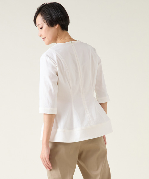 martinique(マルティニーク)の「ハイストレッチブラウス(セットアップ可)(シャツ/ブラウス・レディース・オフホワイト/ライトブルー/ネイビー・FREE)」の10枚目の写真