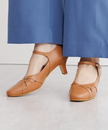 【Made in Japan】【HIMIKO】【撥水】【快適ウォークパンプス】5cmヒールカットワークストラップパンプス/605005