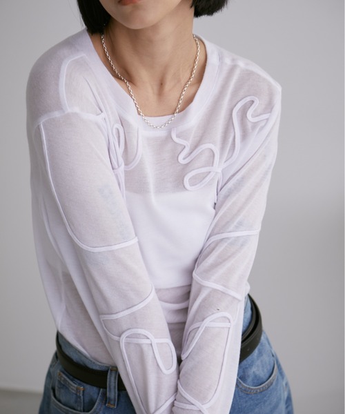 Aunt Marie's(アントマリーズ)の「コード刺繍シアートップス(Tシャツ/カットソー・レディース・ブラック/ホワイト/ブルー・FREE)」の12枚目の写真