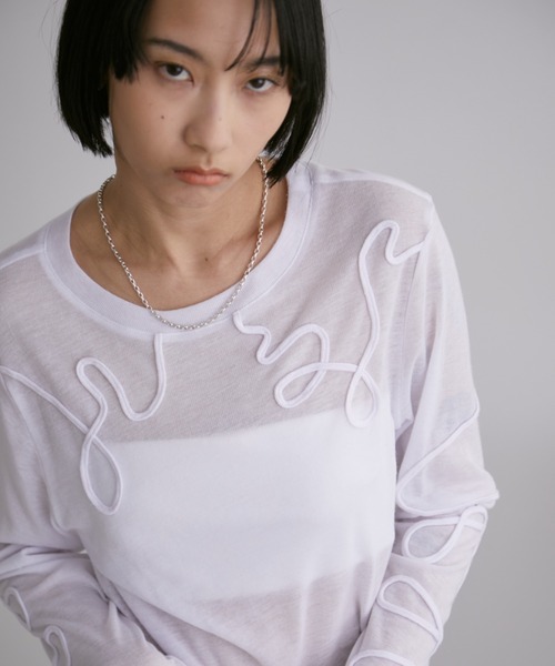 Aunt Marie's(アントマリーズ)の「コード刺繍シアートップス(Tシャツ/カットソー・レディース・ブラック/ホワイト/ブルー・FREE)」の13枚目の写真