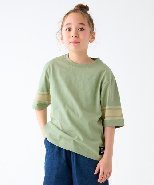 KRIFF MAYER Kid's Collection（クリフメイヤーキッズコレクション）の「【撥水・防汚】クリーネス袖ラインT（Tシャツ/カットソー・キッズ・ライトグリーン/オフホワイト/グレー/ネイビー・130/120/150/140/170/160）」の7枚目の写真