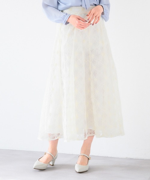 MISCH MASCH(ミッシュマッシュ)の「フラワーチュールスカート(スカート・レディース・アイボリー/グリーン・S/M)」の5枚目の写真