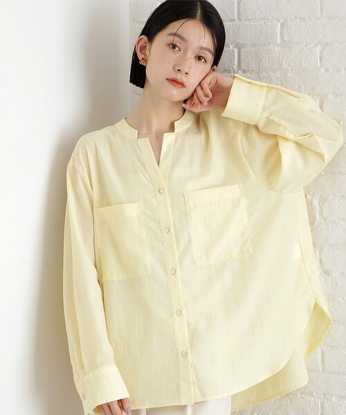 THE SHOP TK （ザ ショップ ティーケー ）の「【体型カバー】ダブルポケットスキッパーシャツ/洗濯機OK（シャツ/ブラウス・レディース・アイボリー/スミクロ/グリーン系/イエロー系その他・12/13）」の4枚目の写真