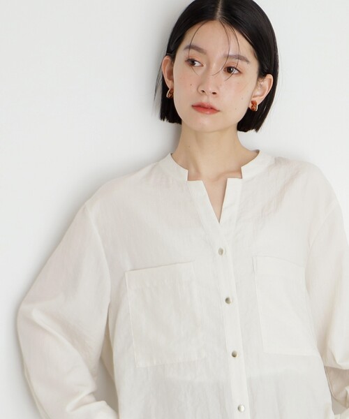 THE SHOP TK （ザ ショップ ティーケー ）の「【体型カバー】ダブルポケットスキッパーシャツ/洗濯機OK（シャツ/ブラウス・レディース・アイボリー/スミクロ/グリーン系/イエロー系その他・12/13）」の15枚目の写真