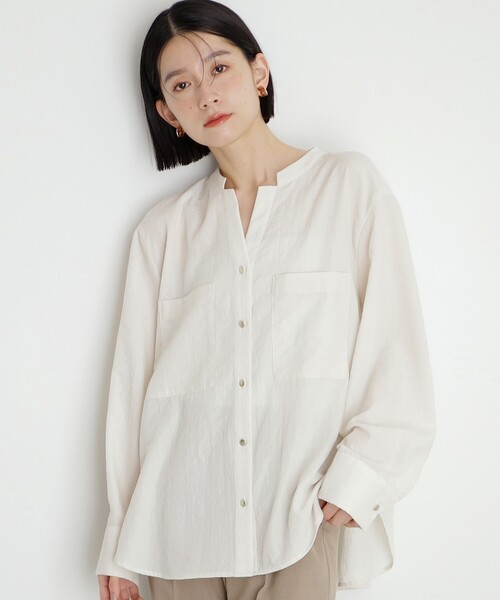 THE SHOP TK （ザ ショップ ティーケー ）の「【体型カバー】ダブルポケットスキッパーシャツ/洗濯機OK（シャツ/ブラウス・レディース・アイボリー/スミクロ/グリーン系/イエロー系その他・12/13）」の16枚目の写真