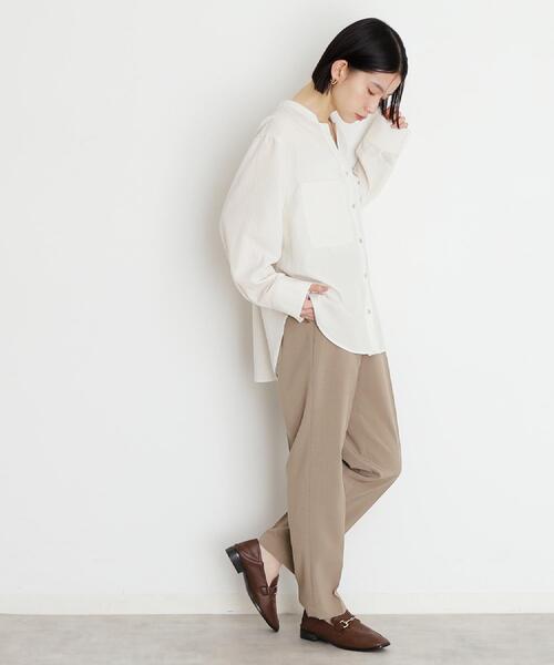 THE SHOP TK （ザ ショップ ティーケー ）の「【体型カバー】ダブルポケットスキッパーシャツ/洗濯機OK（シャツ/ブラウス・レディース・アイボリー/スミクロ/グリーン系/イエロー系その他・12/13）」の7枚目の写真