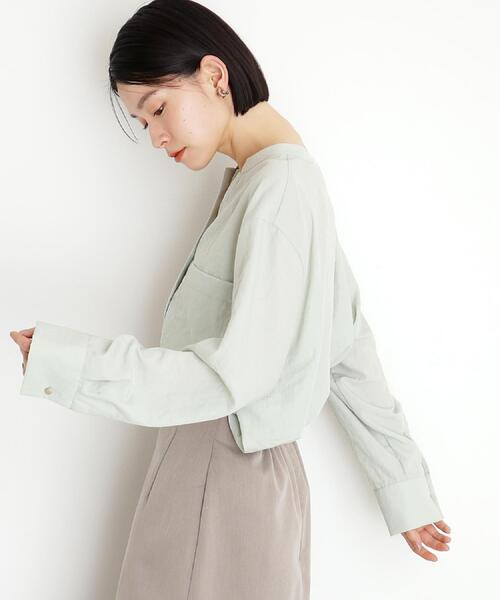 THE SHOP TK （ザ ショップ ティーケー ）の「【体型カバー】ダブルポケットスキッパーシャツ/洗濯機OK（シャツ/ブラウス・レディース・アイボリー/スミクロ/グリーン系/イエロー系その他・12/13）」の9枚目の写真