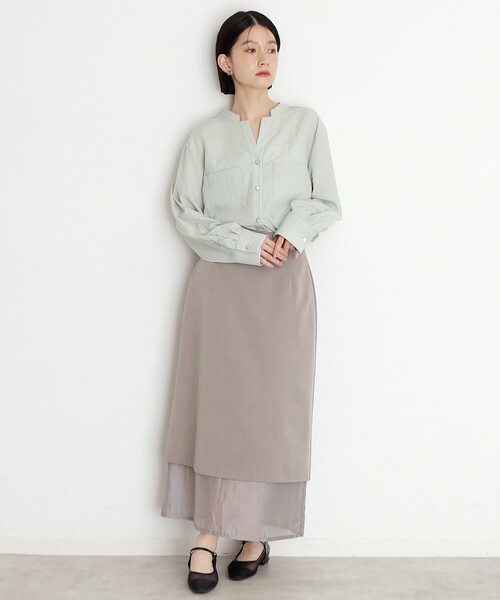 THE SHOP TK （ザ ショップ ティーケー ）の「【体型カバー】ダブルポケットスキッパーシャツ/洗濯機OK（シャツ/ブラウス・レディース・アイボリー/スミクロ/グリーン系/イエロー系その他・12/13）」の11枚目の写真