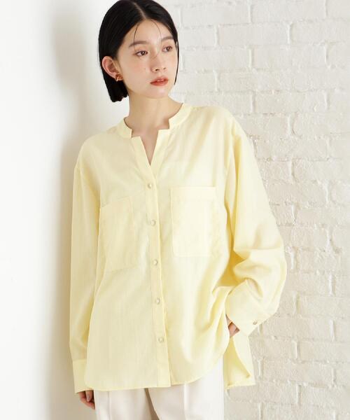 THE SHOP TK （ザ ショップ ティーケー ）の「【体型カバー】ダブルポケットスキッパーシャツ/洗濯機OK（シャツ/ブラウス・レディース・アイボリー/スミクロ/グリーン系/イエロー系その他・12/13）」の12枚目の写真