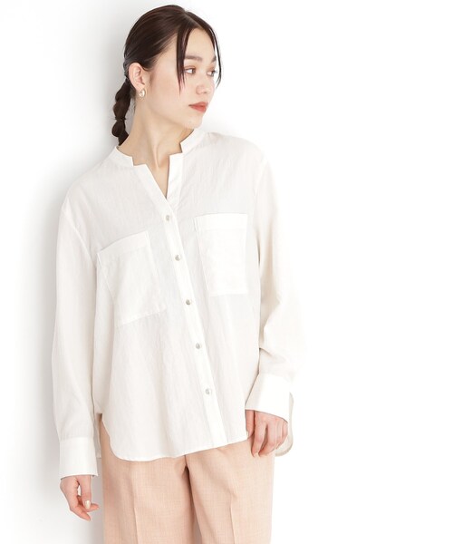 THE SHOP TK （ザ ショップ ティーケー ）の「【体型カバー】ダブルポケットスキッパーシャツ/洗濯機OK（シャツ/ブラウス・レディース・アイボリー/スミクロ/グリーン系/イエロー系その他・12/13）」の20枚目の写真