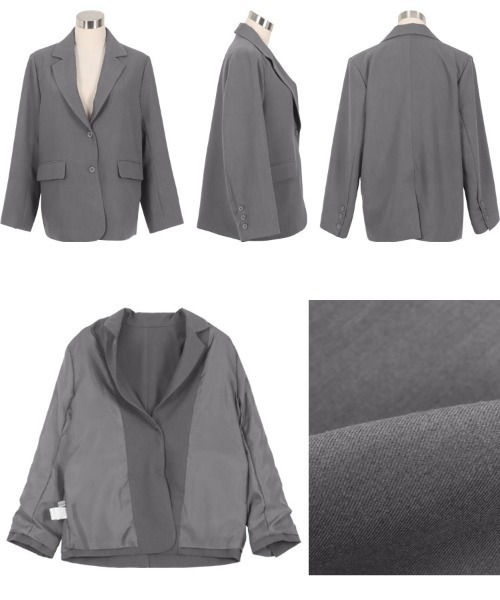 KOBE LETTUCE（コウベレタス）の「シワになりにくい オーバージャケット（テーラードジャケット・レディース・グレー/ピンク・M）」の10枚目の写真