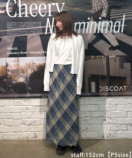 DISCOAT 【umm.】 チェックフレアスカート ブルー PS セール】【umm.】チェックフレアスカート(スカート)|DISCOAT