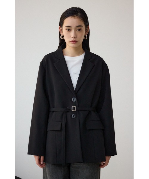 AZUL by moussy(アズールバイマウジー)の「ベルト付きテーラードジャケット(テーラードジャケット・レディース・ブラック/ライトベージュ・FREE)」の6枚目の写真