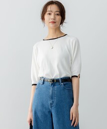 5分袖ニットTシャツ