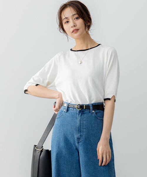 組曲(クミキョク)の「5分袖ニットTシャツ(ニット/セーター・レディース・ブラック系1/ブラック系/アイボリー系・2/3)」の11枚目の写真