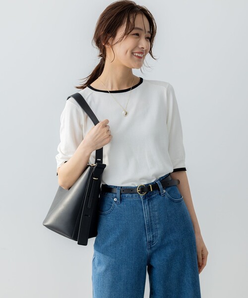 組曲(クミキョク)の「5分袖ニットTシャツ(ニット/セーター・レディース・ブラック系1/ブラック系/アイボリー系・2/3)」の12枚目の写真