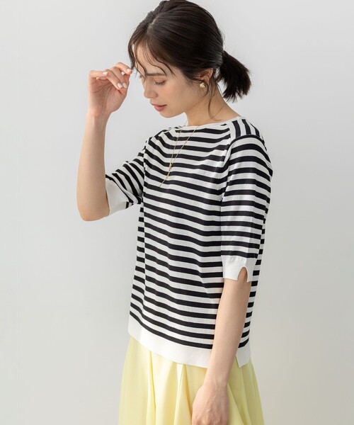 組曲(クミキョク)の「5分袖ニットTシャツ(ニット/セーター・レディース・ブラック系1/ブラック系/アイボリー系・2/3)」の22枚目の写真