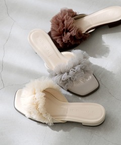 pointed toe fur mule / ポインテッドトゥファーミュール（パンプス