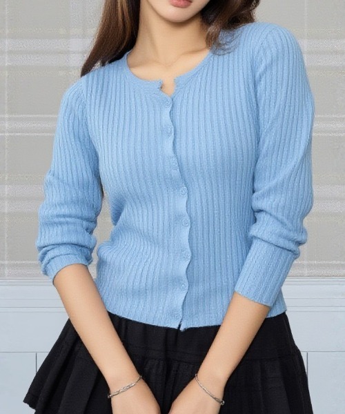 paravion（パラビオン）の「リブボタンカーディガン（カーディガン/ボレロ・レディース・ブラック/ブルー/イエロー/ホワイト/ピンク・FREE）」の15枚目の写真