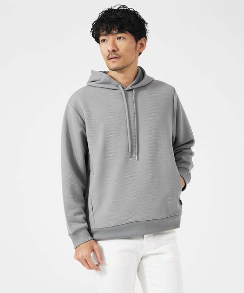 ABAHOUSE GRAY（アバハウスグレイ）の「ドットツイル ダンボール プルパーカー（パーカー・メンズ・チャコールグレー/グレイッシュベージュ/ホワイト・46/48）」の2枚目の写真