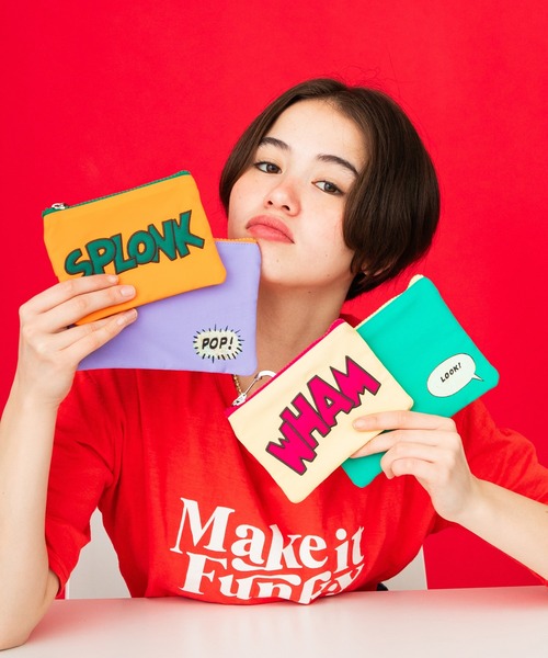 ACCOMMODE（アコモデ）の「コミックラインダブルポーチ（ポーチ・レディース・ライトイエロー/オレンジ・FREE）」の2枚目の写真