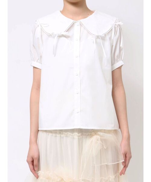 merry jenny(メリージェニー)の「ピコレースリボンブラウス(シャツ/ブラウス・レディース・ブラック/オフホワイト・FREE)」の3枚目の写真