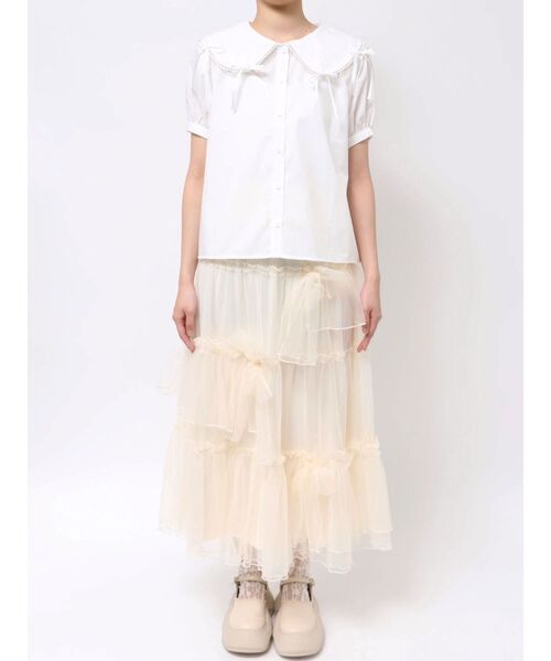 merry jenny(メリージェニー)の「ピコレースリボンブラウス(シャツ/ブラウス・レディース・ブラック/オフホワイト・FREE)」の10枚目の写真