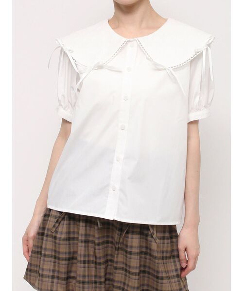 merry jenny(メリージェニー)の「ピコレースリボンブラウス(シャツ/ブラウス・レディース・ブラック/オフホワイト・FREE)」の2枚目の写真