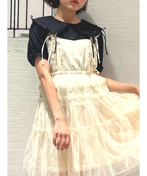 merry jenny(メリージェニー)の「ピコレースリボンブラウス(シャツ/ブラウス・レディース・ブラック/オフホワイト・FREE)」の1枚目の写真