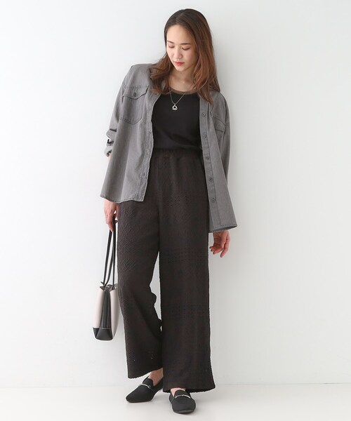 SHOO・LA・RUE(シューラルー)の「【S-LL】レースが目を惹く ジャカードイージーパンツ(その他パンツ・レディース・オフホワイト/チャコールグレー/ブラック・01/03/02/04)」の19枚目の写真